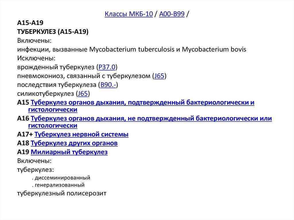 Туберкулез. код по мкб-10 a15-a19