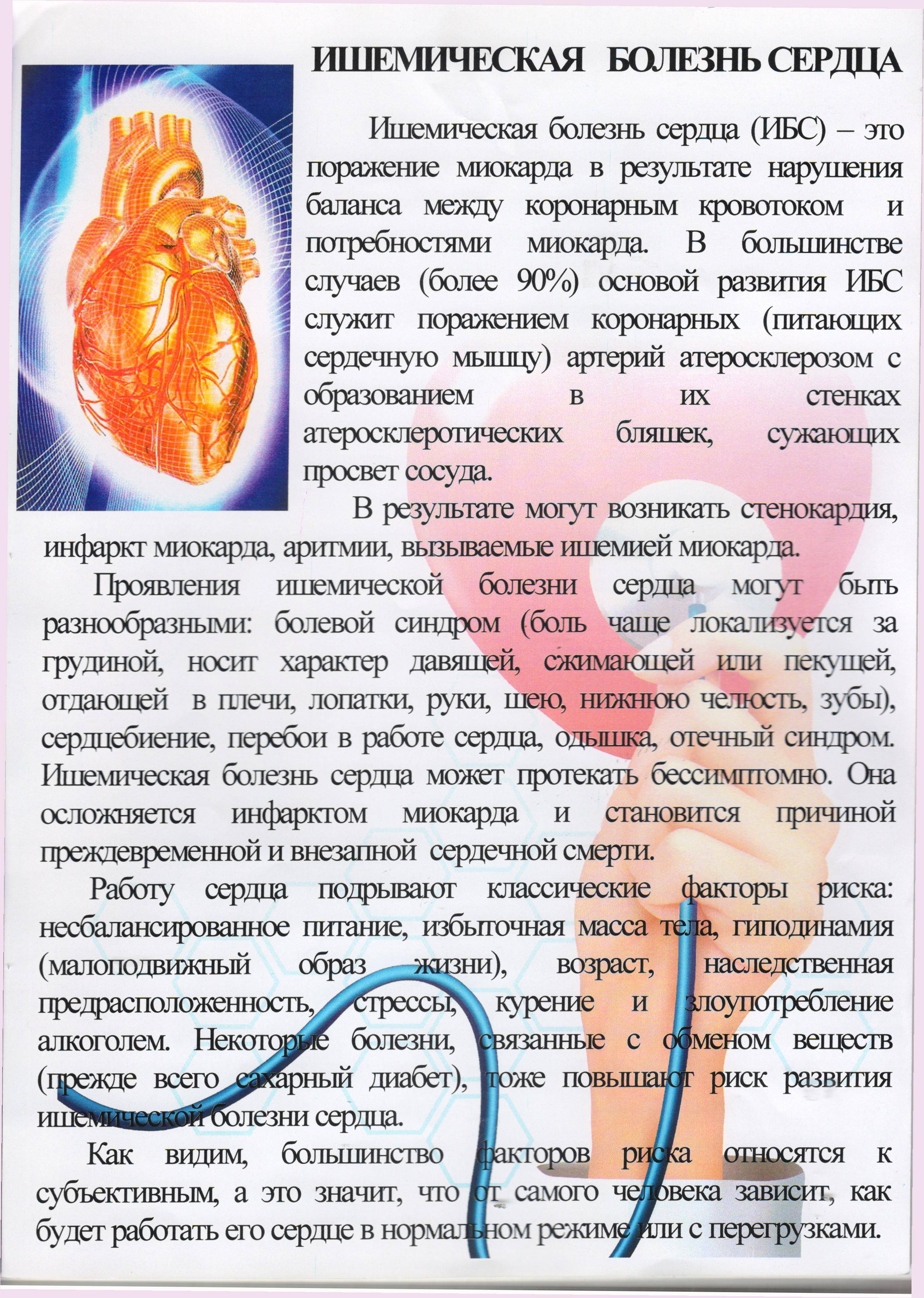 Профилактика ибс (ишемической болезни сердца): ишемии, стенокардии, первичная
