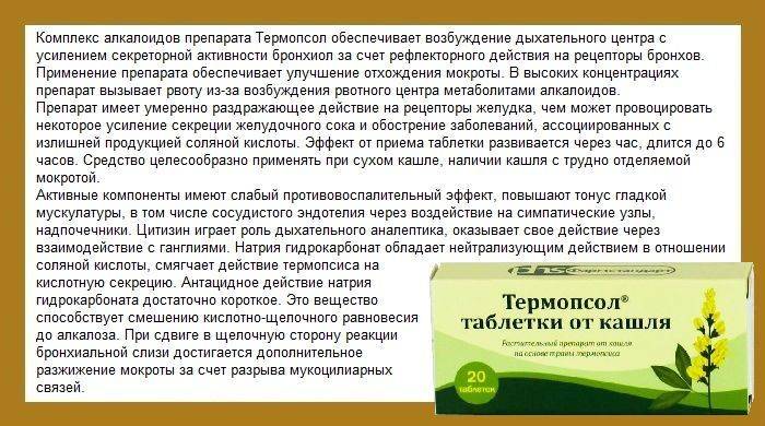 Таблетки с термопсисом от кашля: инструкция по применению, дозировка, отзывы - druggist.ru